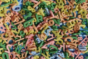 colorful numbers and mathematical symbols