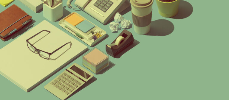 greenish filter with notebook, glasses and office accessories.