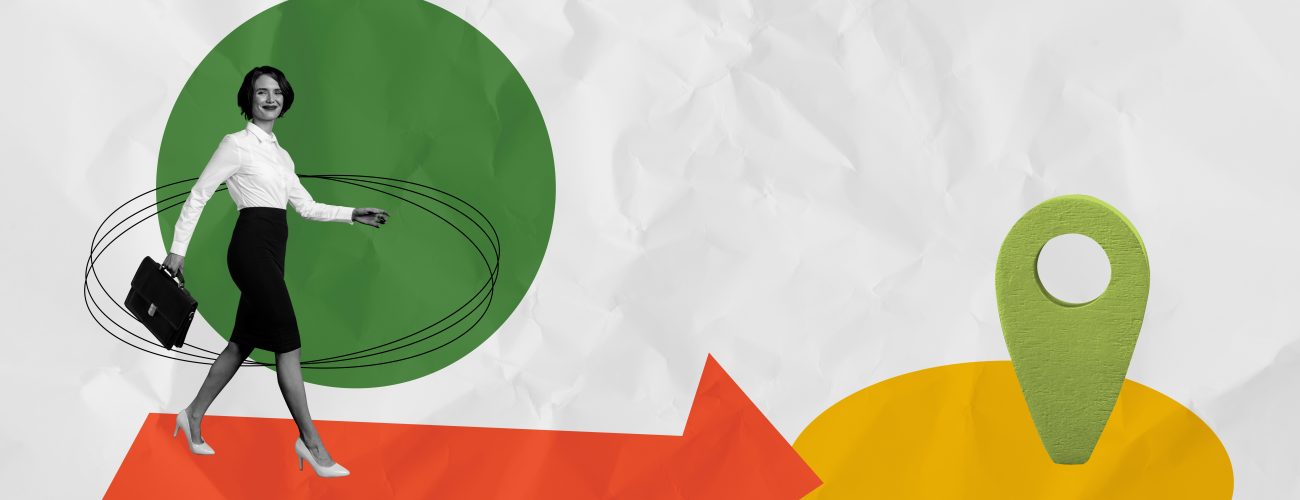 In red shirt. Group of people at business conference in modern classroom at daytime