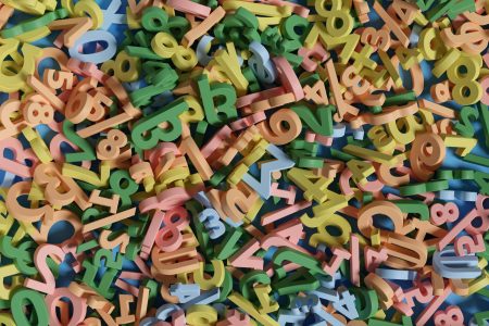 colorful numbers and mathematical symbols