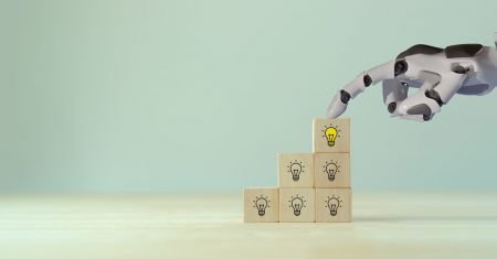 Using AI to generate business ideas. Artificial intelligence tool help business to identify potential opportunities for new products or services, creative ideas or content. AI adoption for business