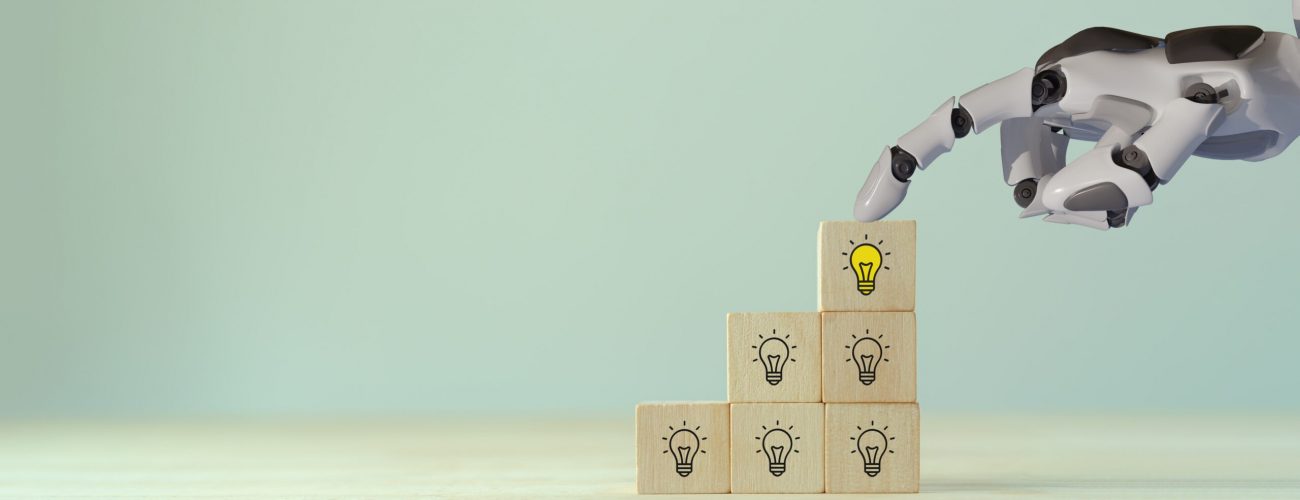 Using AI to generate business ideas. Artificial intelligence tool help business to identify potential opportunities for new products or services, creative ideas or content. AI adoption for business